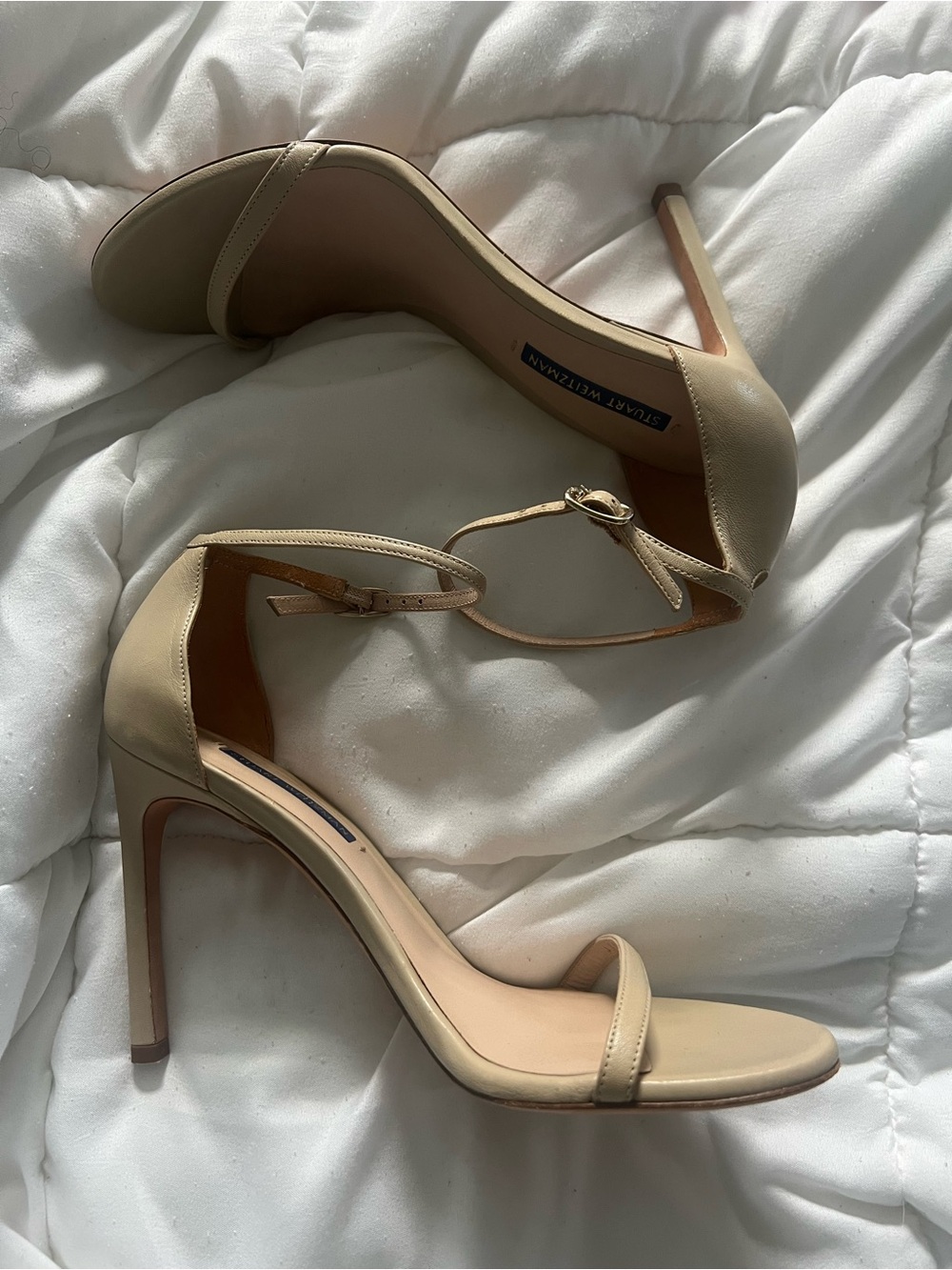 Stuart Weitzman Beige Nappa Leather Nudistsong Sandal